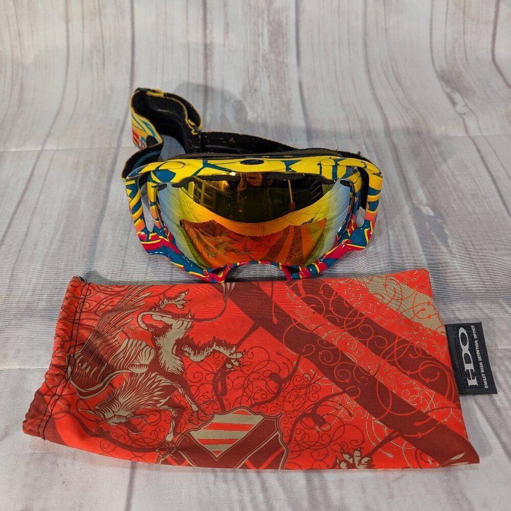 Oakley Fire Ski Snowboard Iridium HDO Mirror Lenses Splice Goggles Kaleidoscope